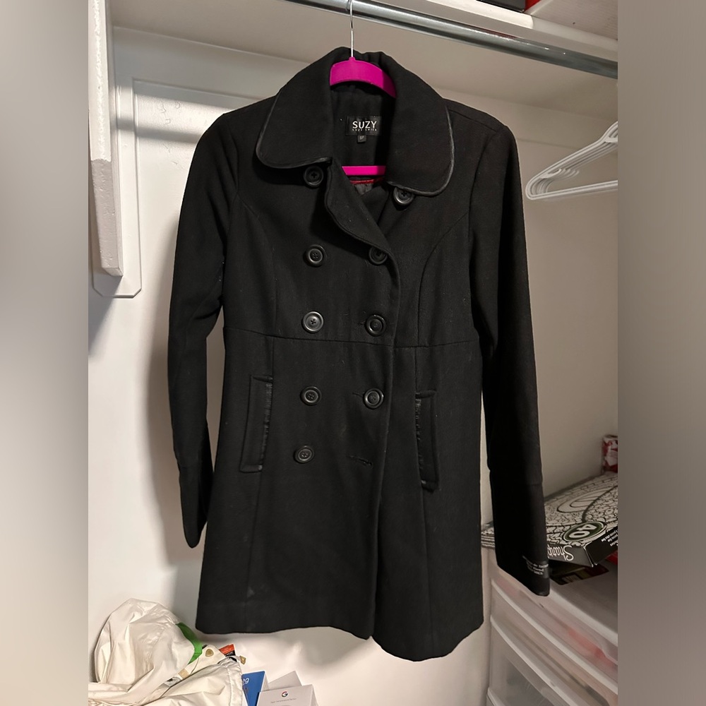 Suzy Shier Black Dress Coat